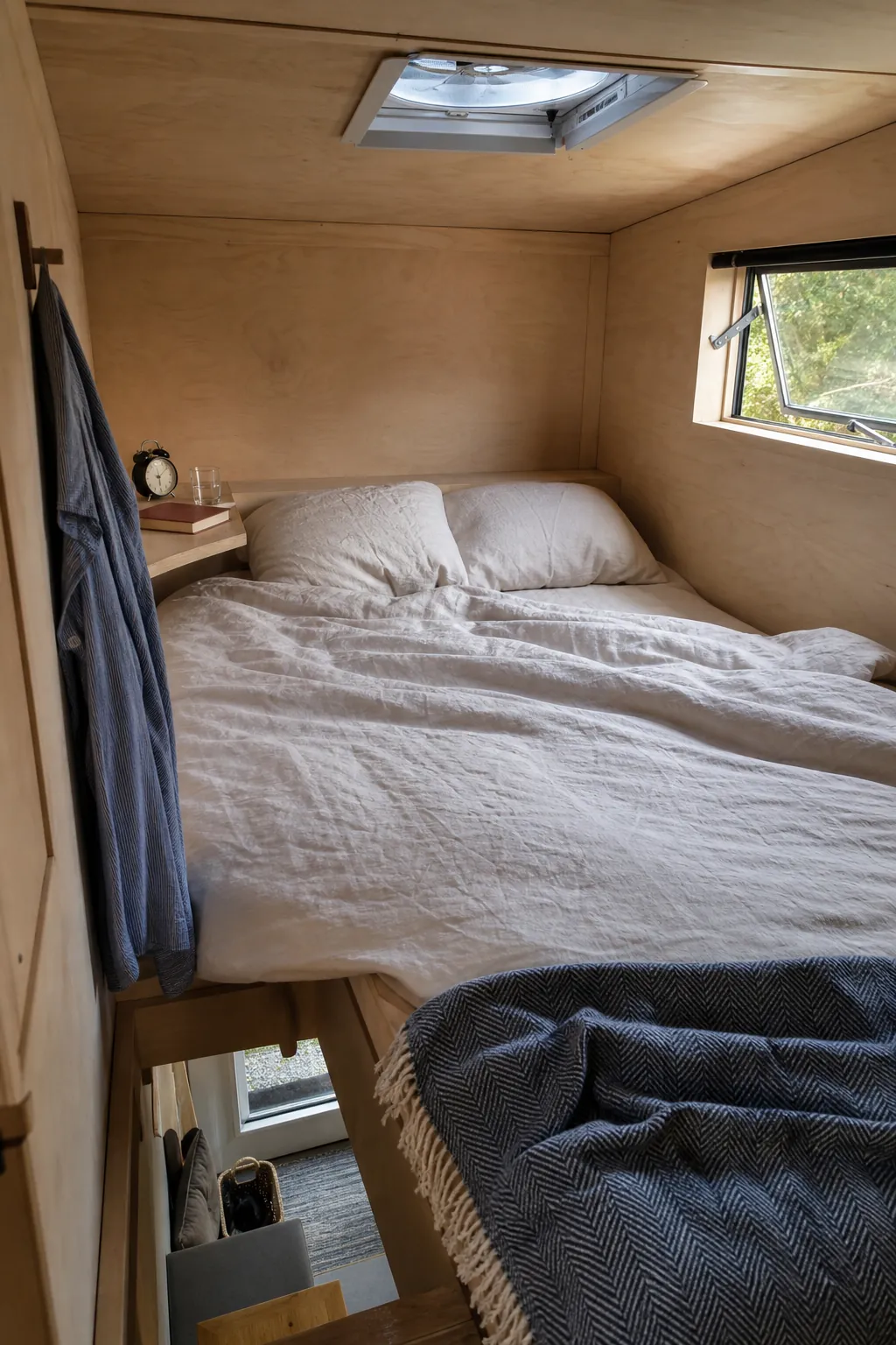 Morning ventilation and bed reset in a tiny home