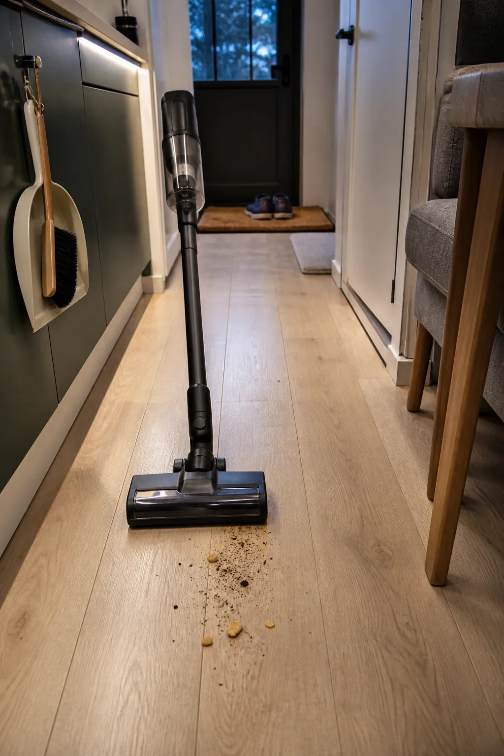 Quick cleaning of the high-traffic path in a tiny home