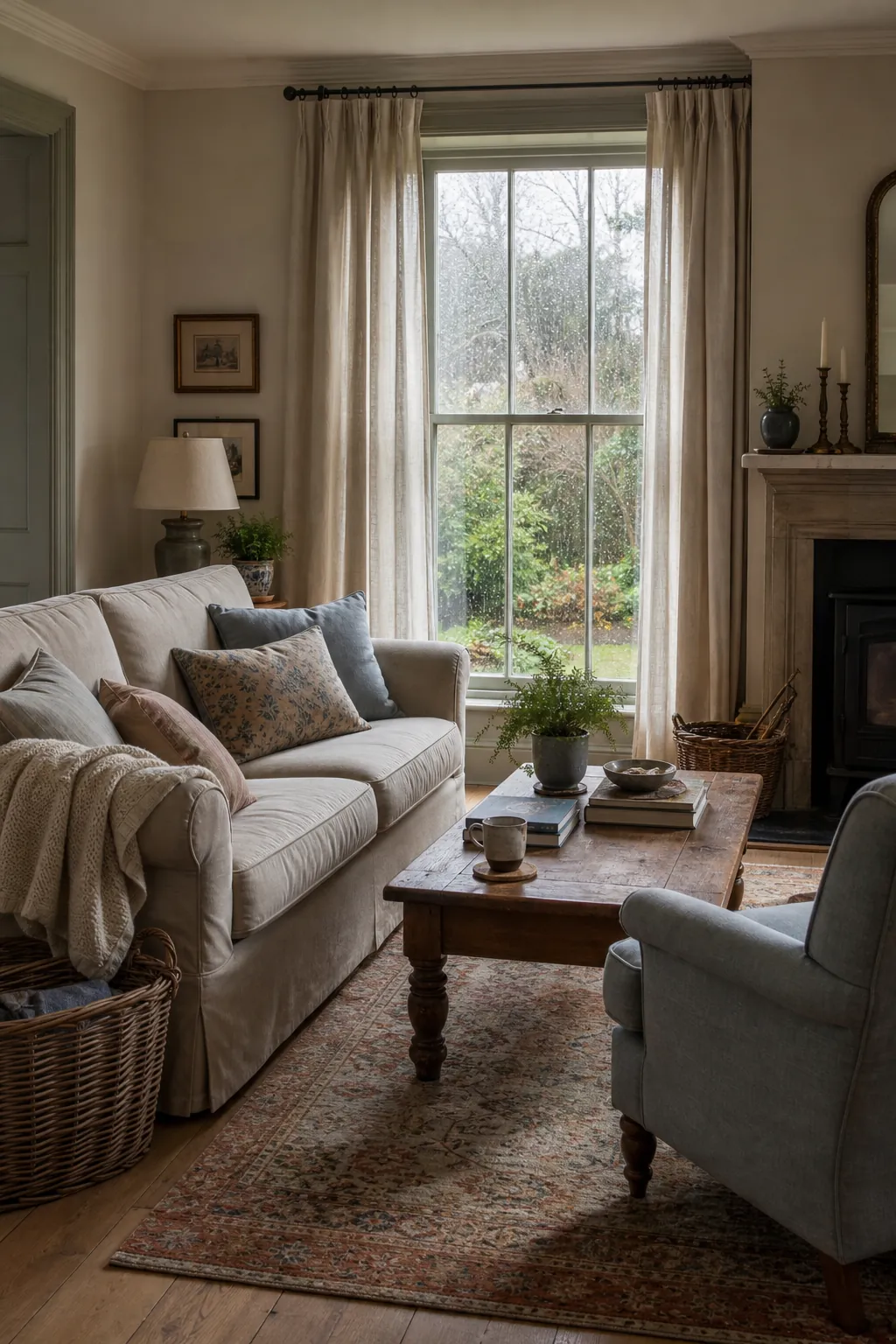 Warm and practical cozy cottage living room for everyday life