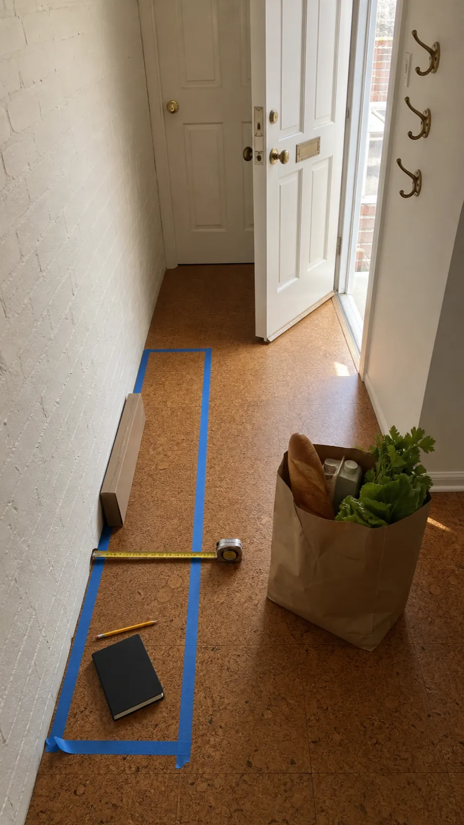 Measuring a narrow entryway for safe door and walking clearance