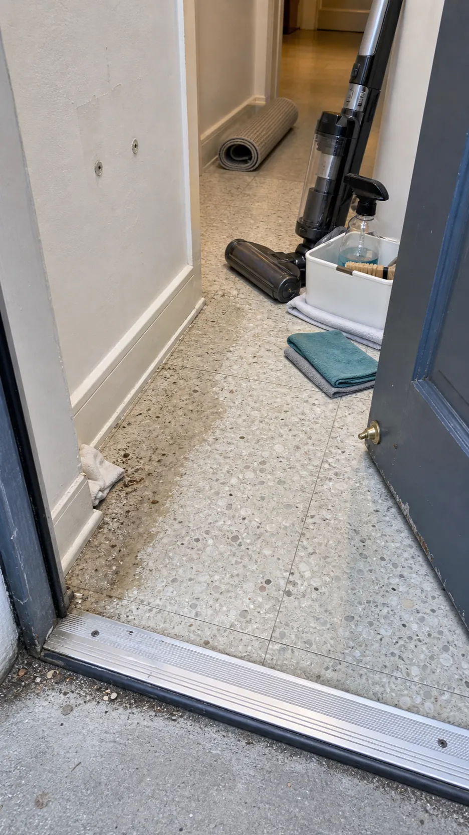 Freshly cleaned small apartment entryway ready for organization