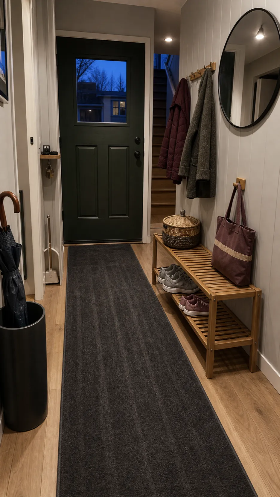 Tidy small entryway after a simple evening cleaning reset