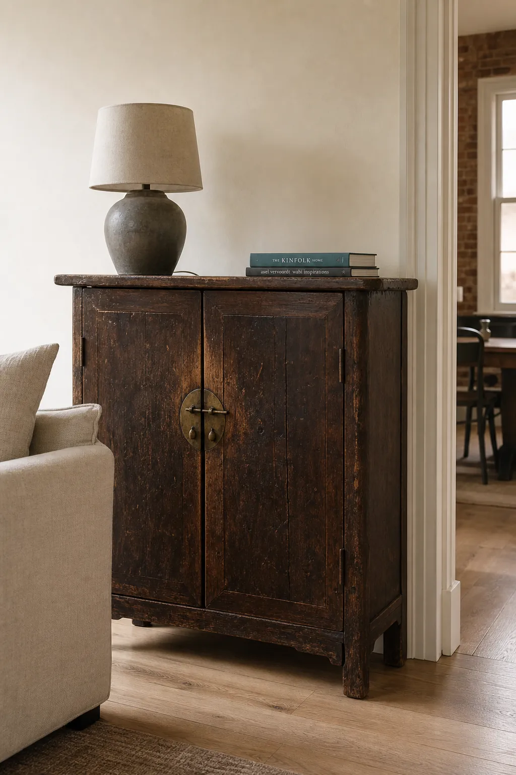 Vintage Chinese cabinet in a clean contemporary interior