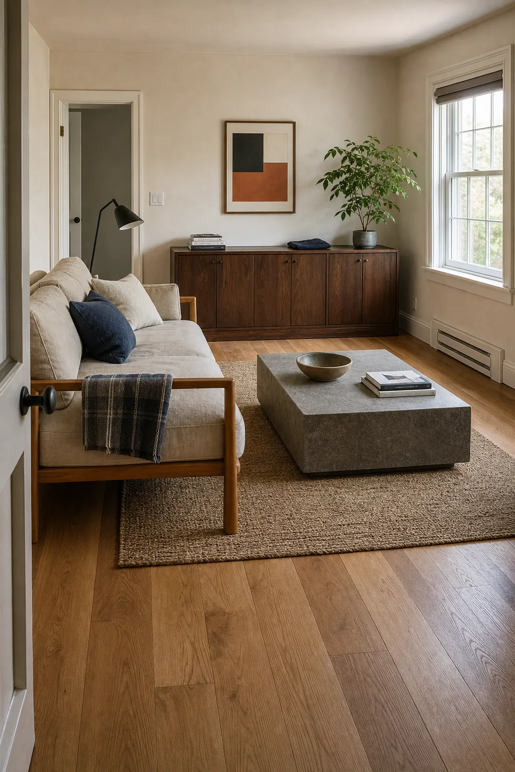 Calm Asian inspired home with thoughtful object spacing