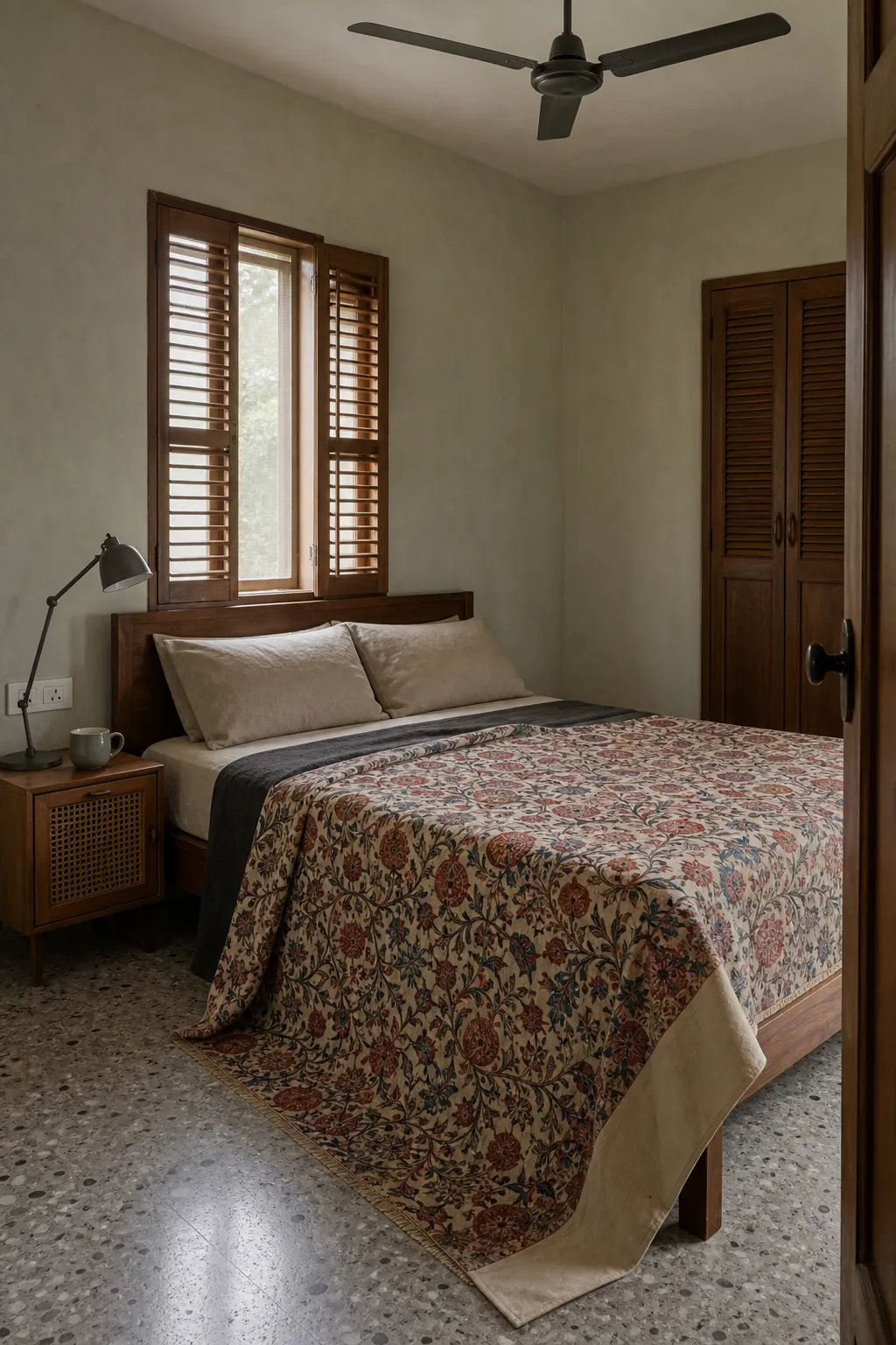 South Asian block printed textile leading an eclectic bedroom