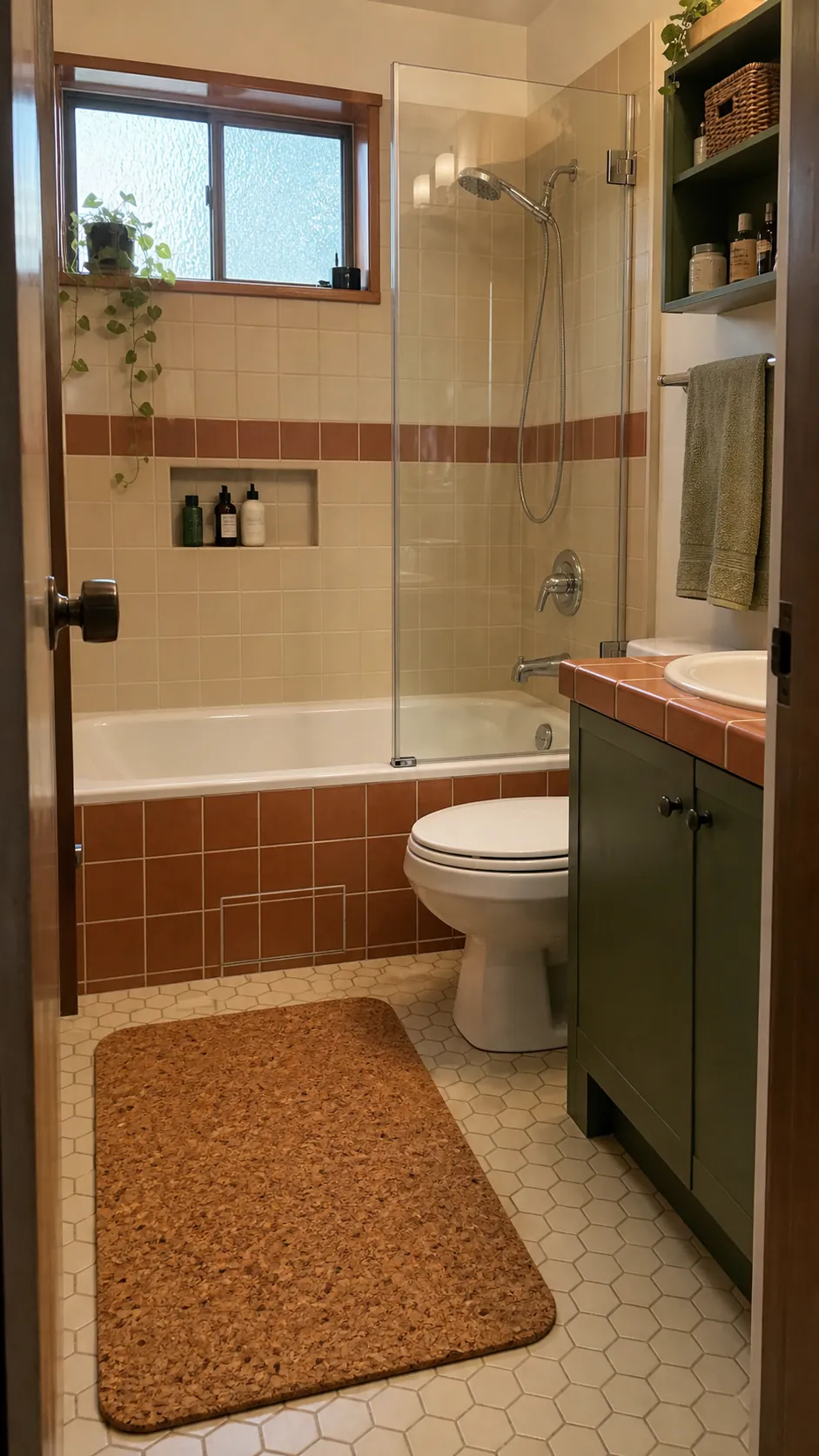 Bathtub shower combo remodel with a tiled tub apron