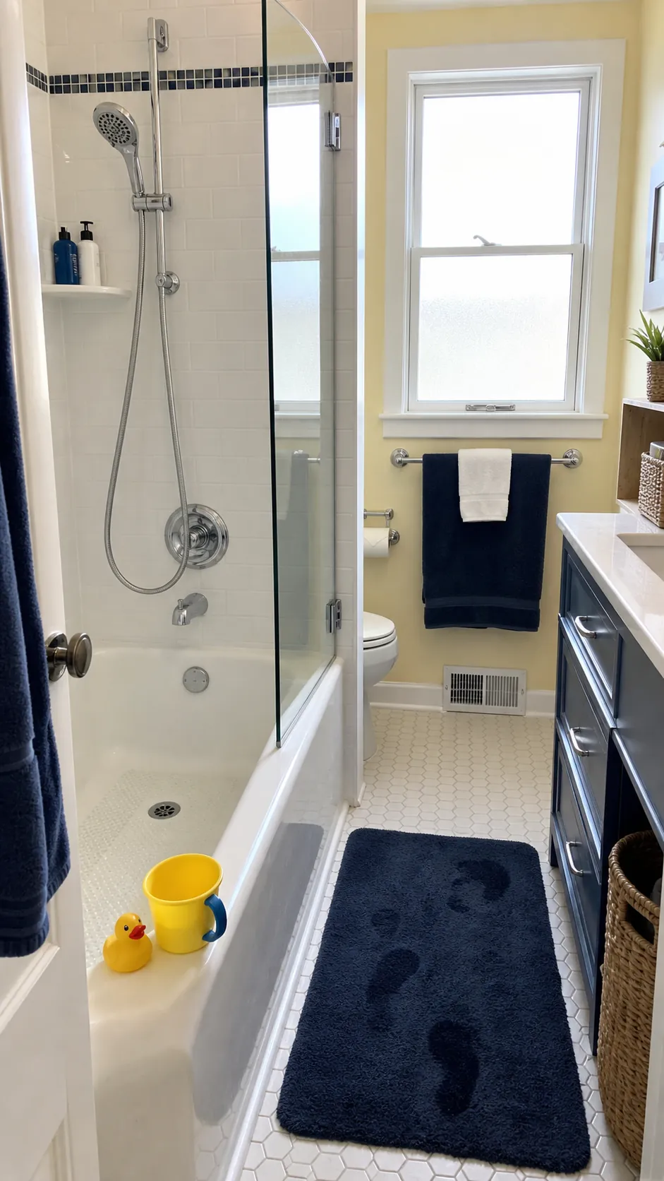 Small full bathroom tub combo with adjustable hand shower