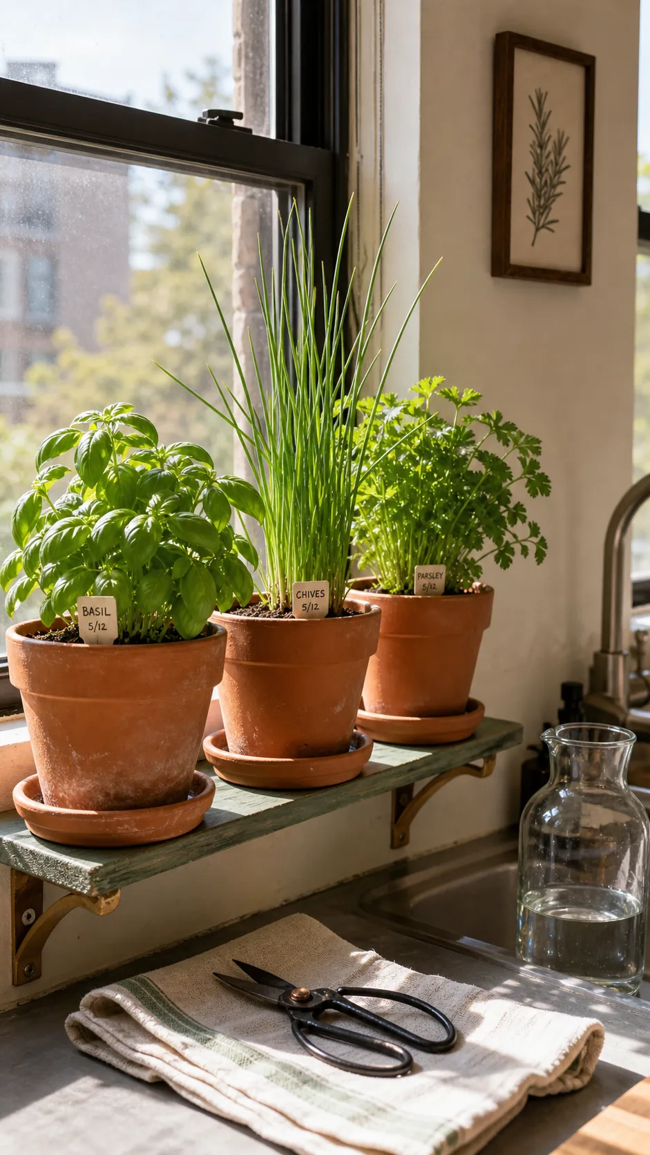 Sunlit Terracotta Windowsill DIY herb garden idea