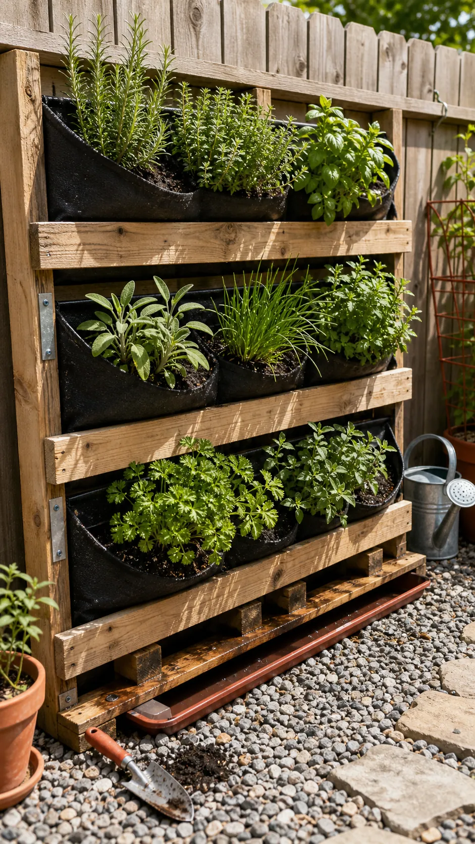 Drainage-Smart Pallet Garden DIY herb garden idea
