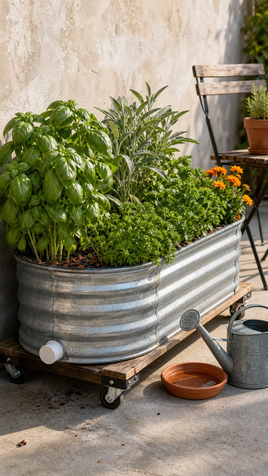 Galvanized Trough Garden DIY herb garden idea