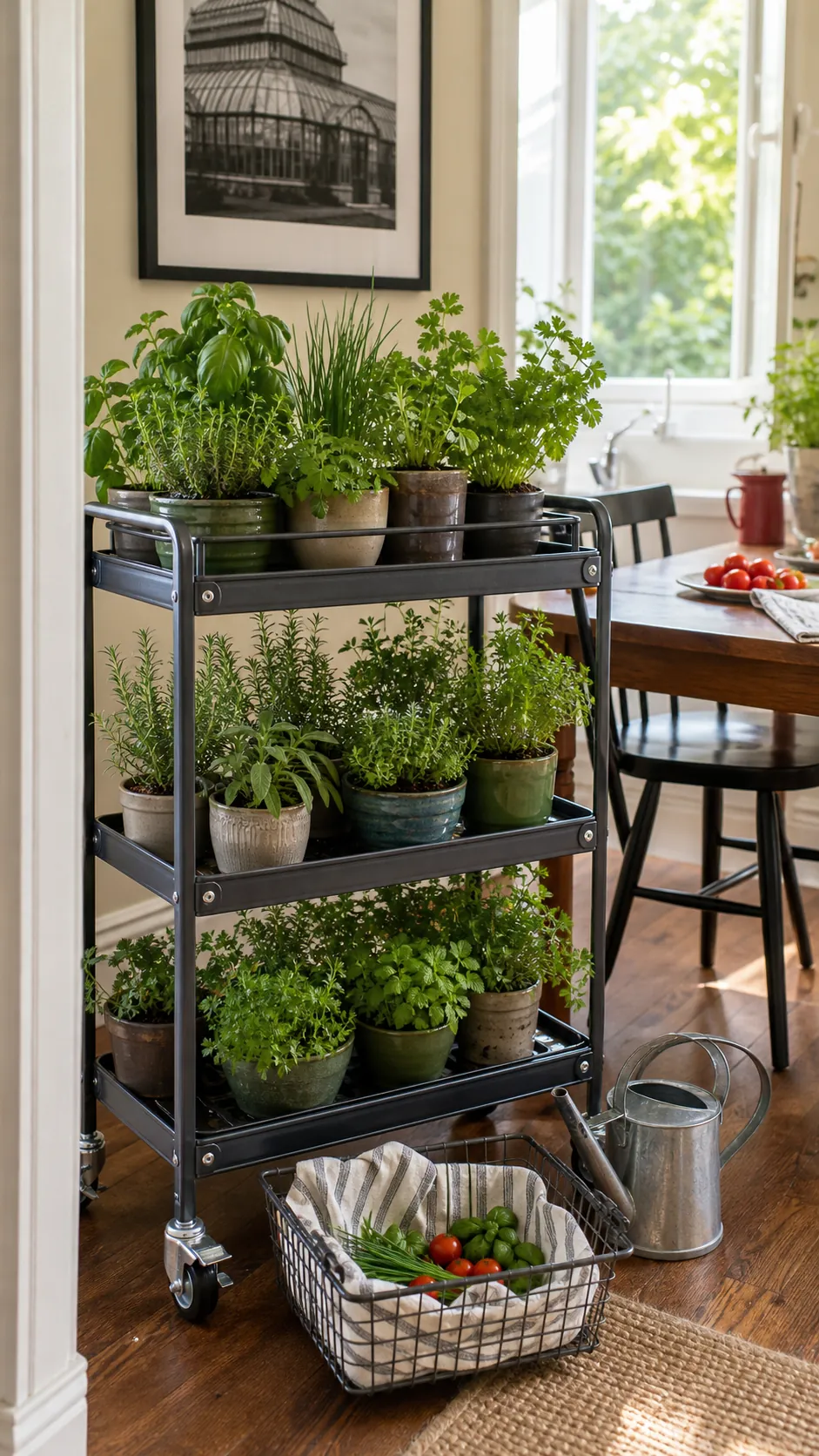 Rolling Kitchen Herb Cart DIY herb garden idea