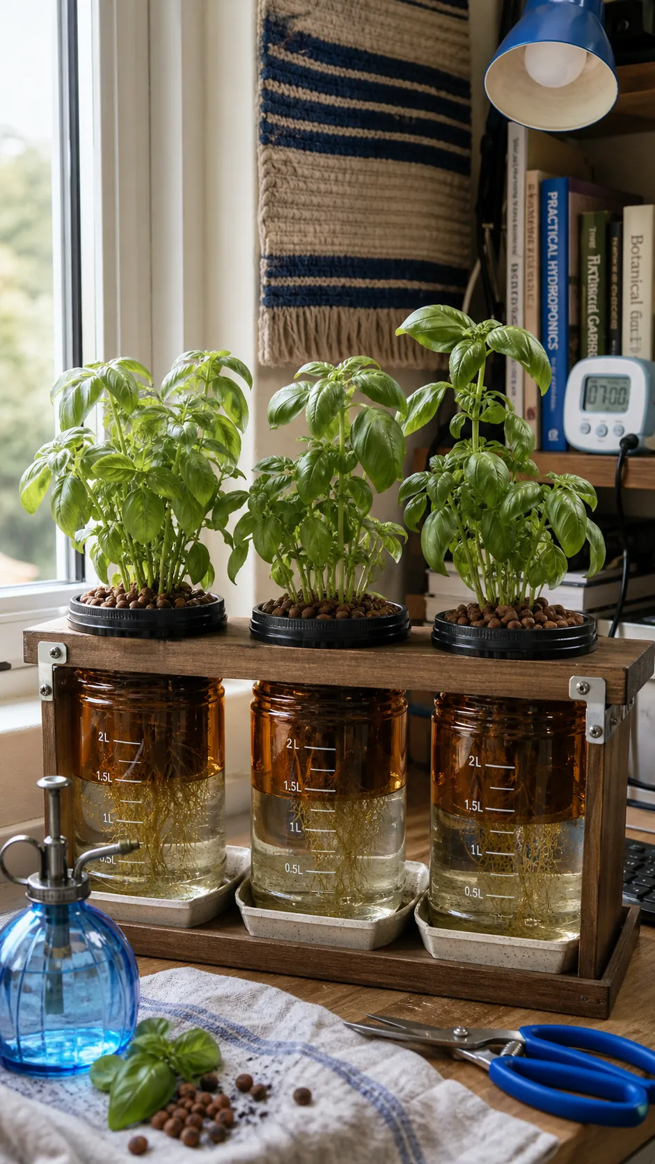 Kratky Jar Herb Station DIY herb garden idea