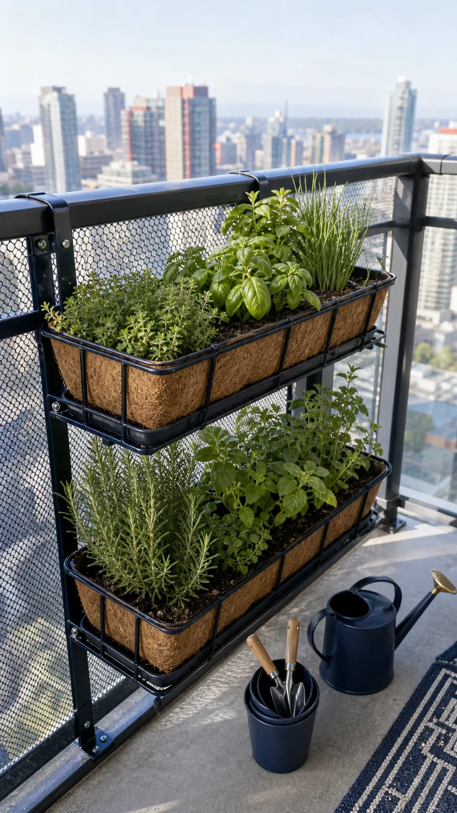 Railing Herb Boxes DIY herb garden idea