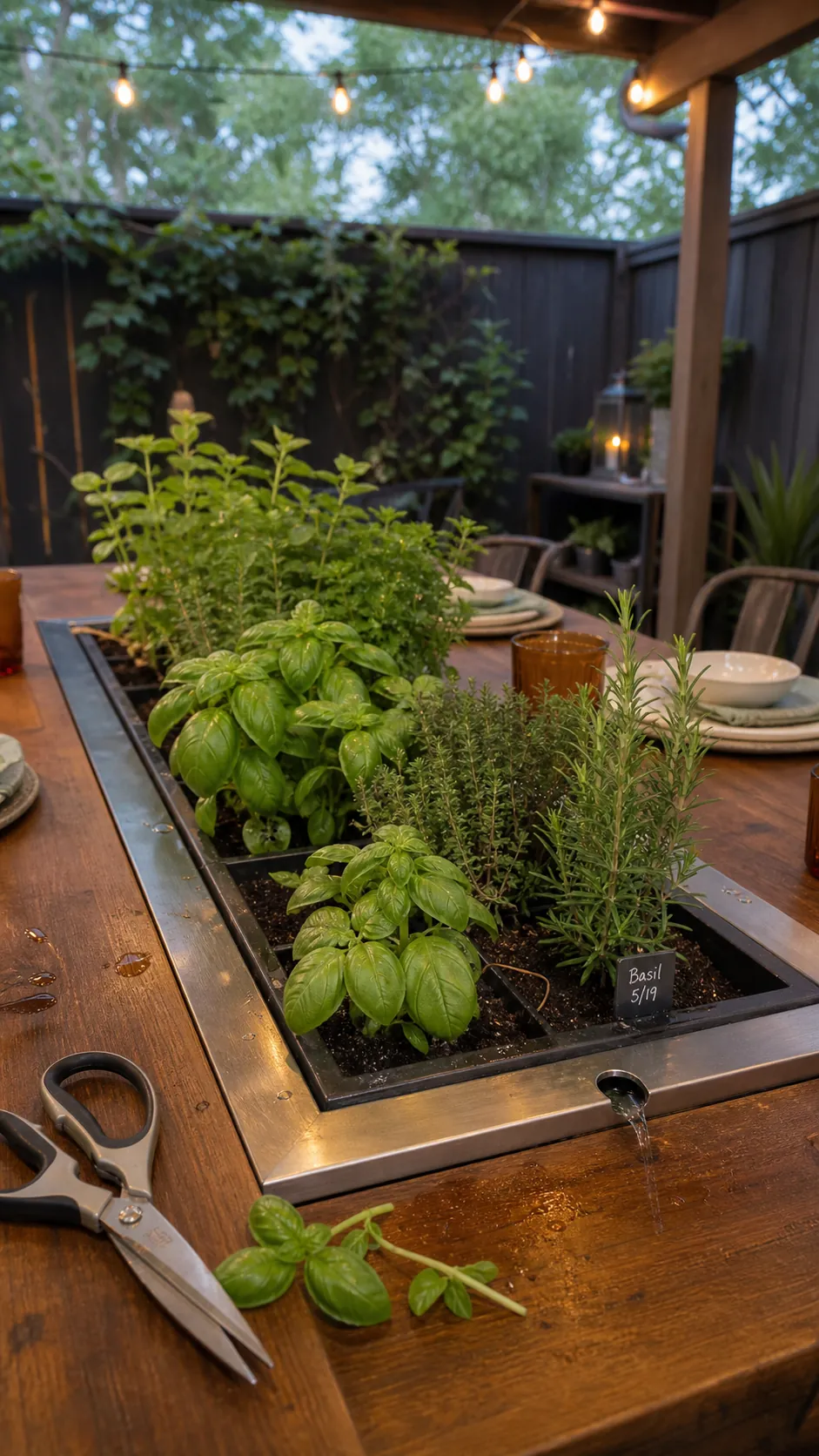 Living Table Centerpiece DIY herb garden idea