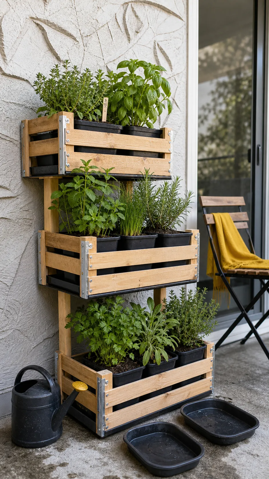 Stacked Produce-Crate Garden DIY herb garden idea