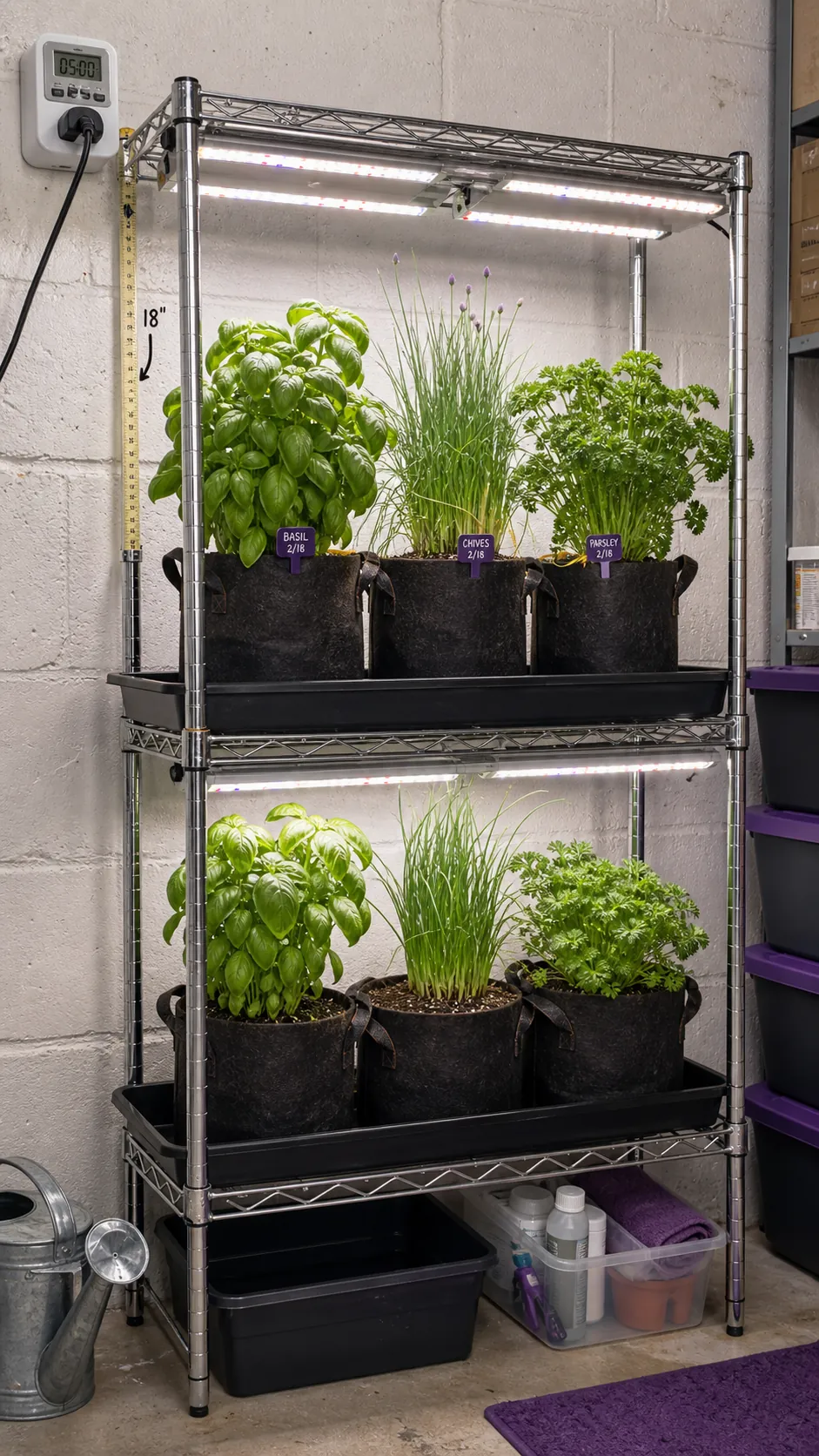 Grow-Light Shelf DIY herb garden idea