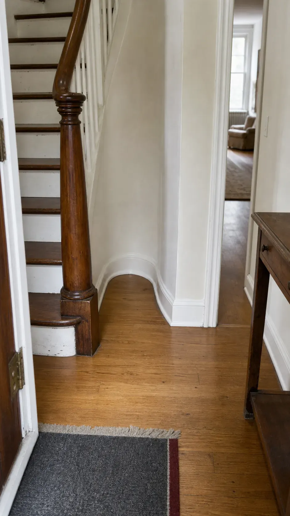 Small awkward gap left intentionally empty beside a stair