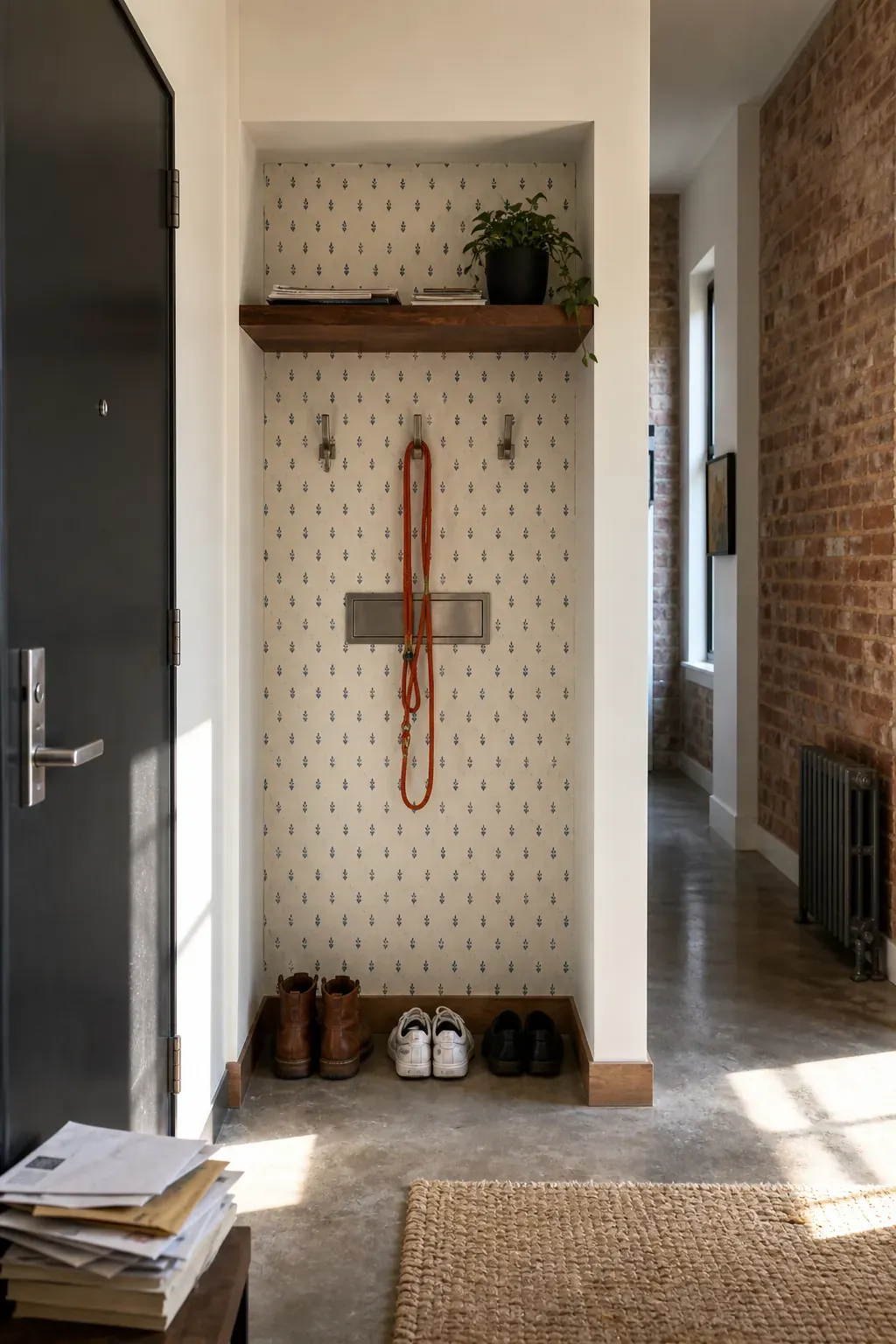 Recessed drop zone using an entryway wall niche