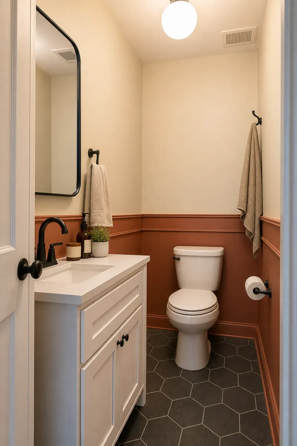 Budget-friendly Bloxburg small bathroom idea with layered simple details