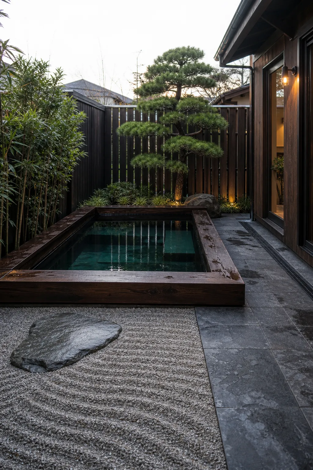 A Japanese-Inspired Dipping Pool in a compact private courtyard