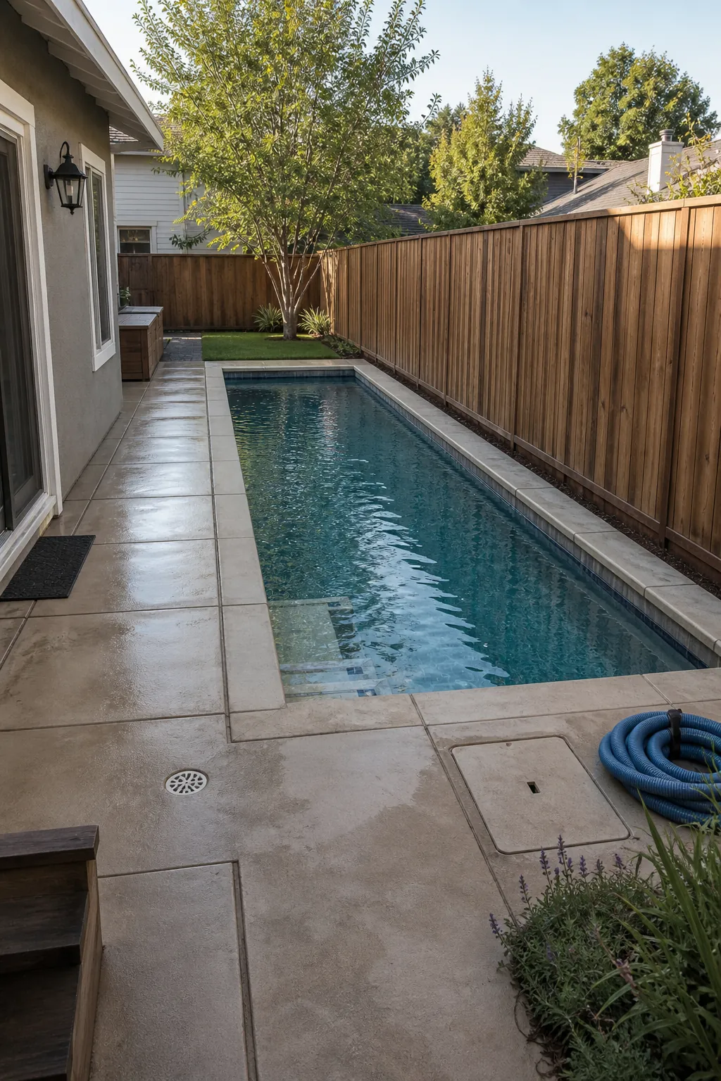 A Narrow Rectangular Pool for a compact backyard