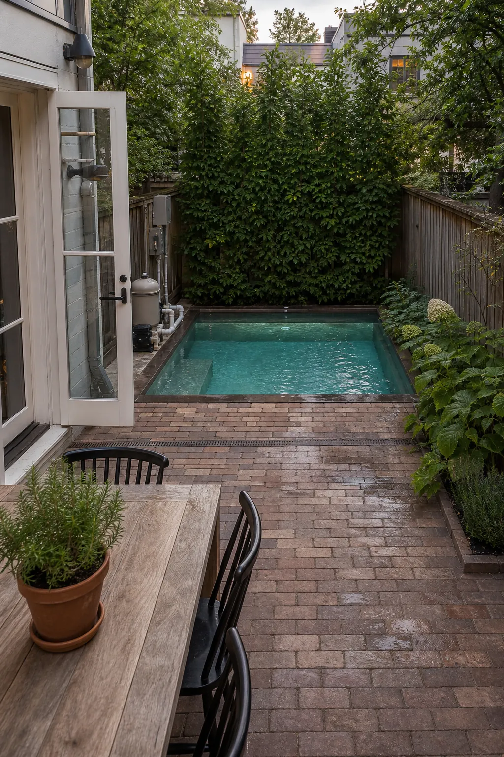 A Pool Across the Far Boundary for a compact backyard