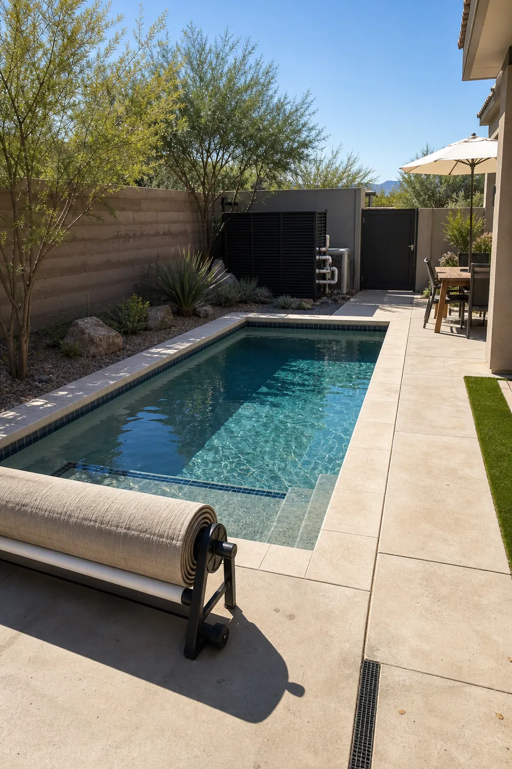 A Small Pool with Heating and Cooling for a compact backyard