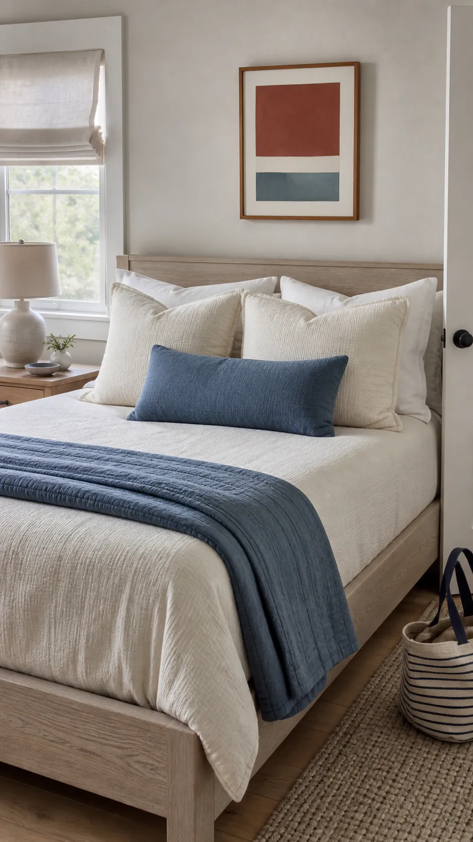 Layered sleeping pillows and shams making a bed feel finished
