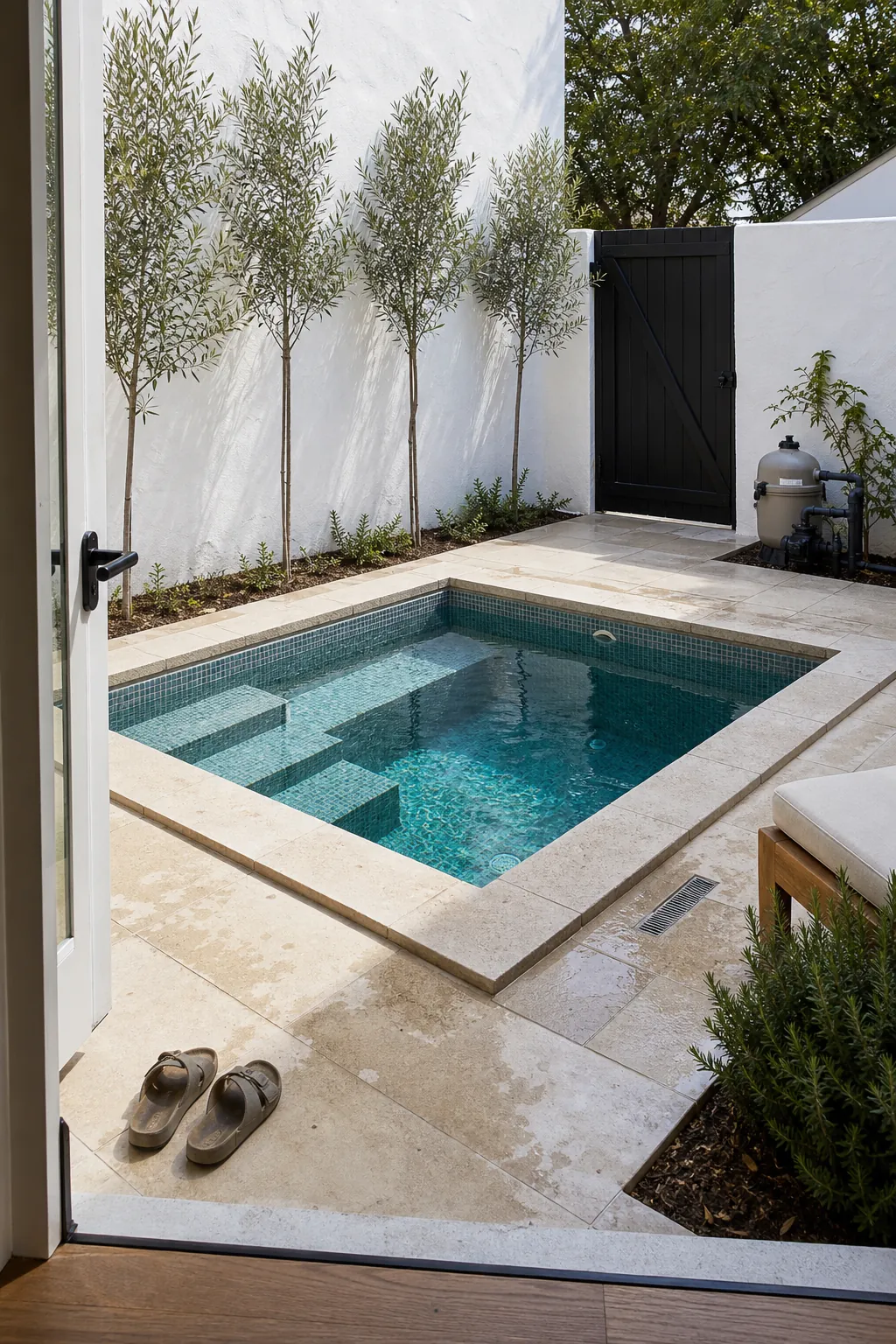 A Simple Square Plunge Pool in a small backyard
