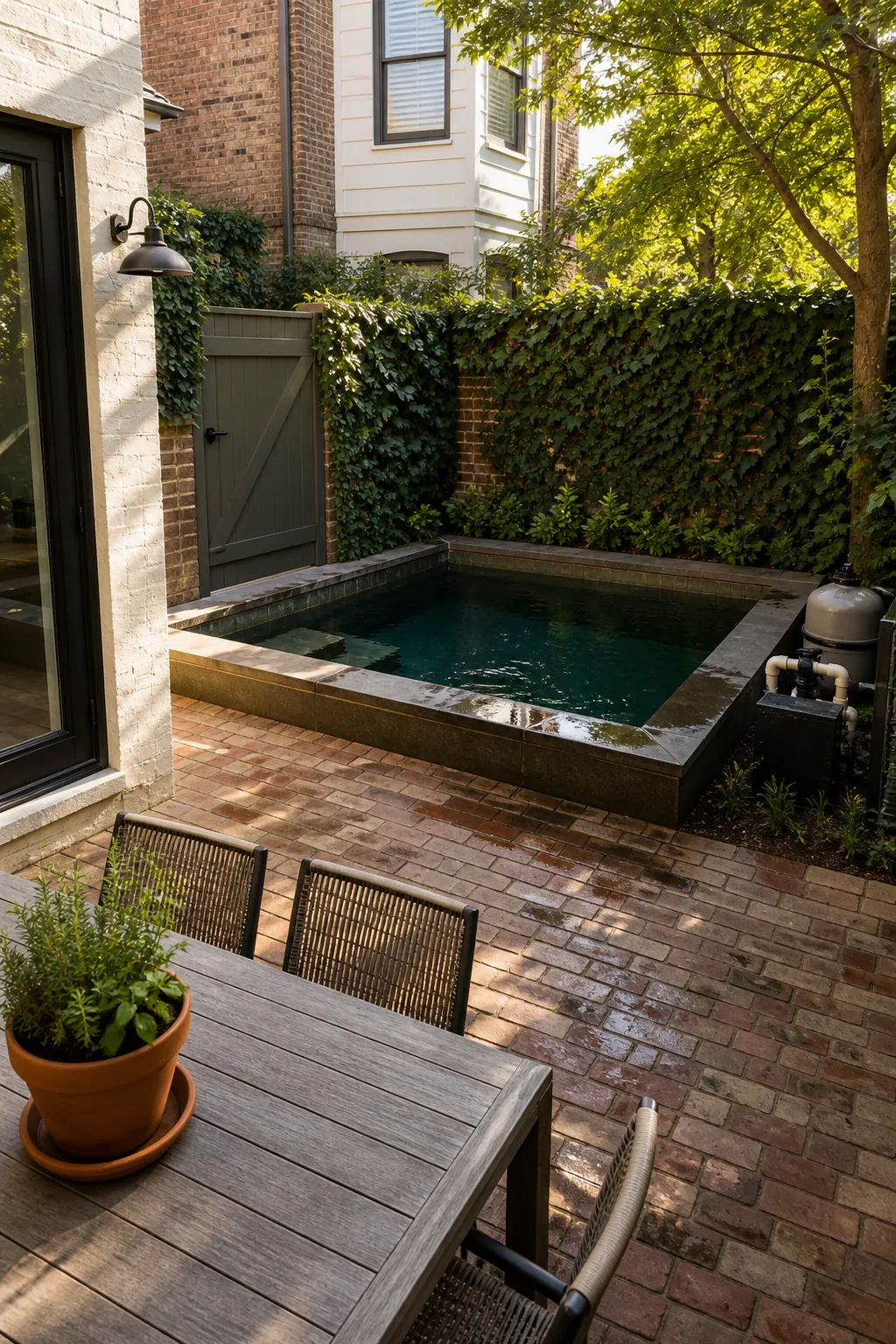 A Corner Plunge Pool in a small backyard