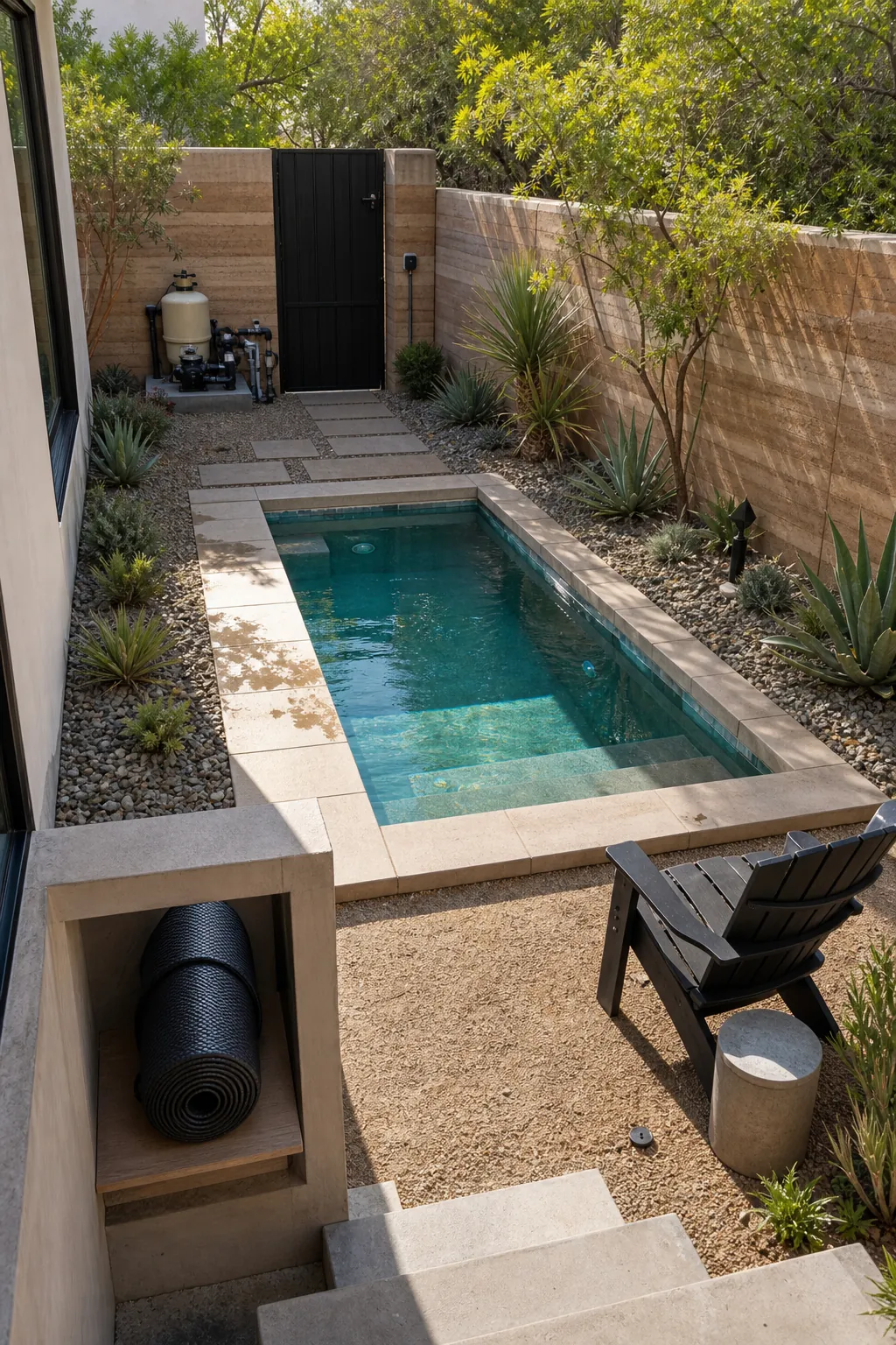 A Desert Plunge Pool in a small backyard