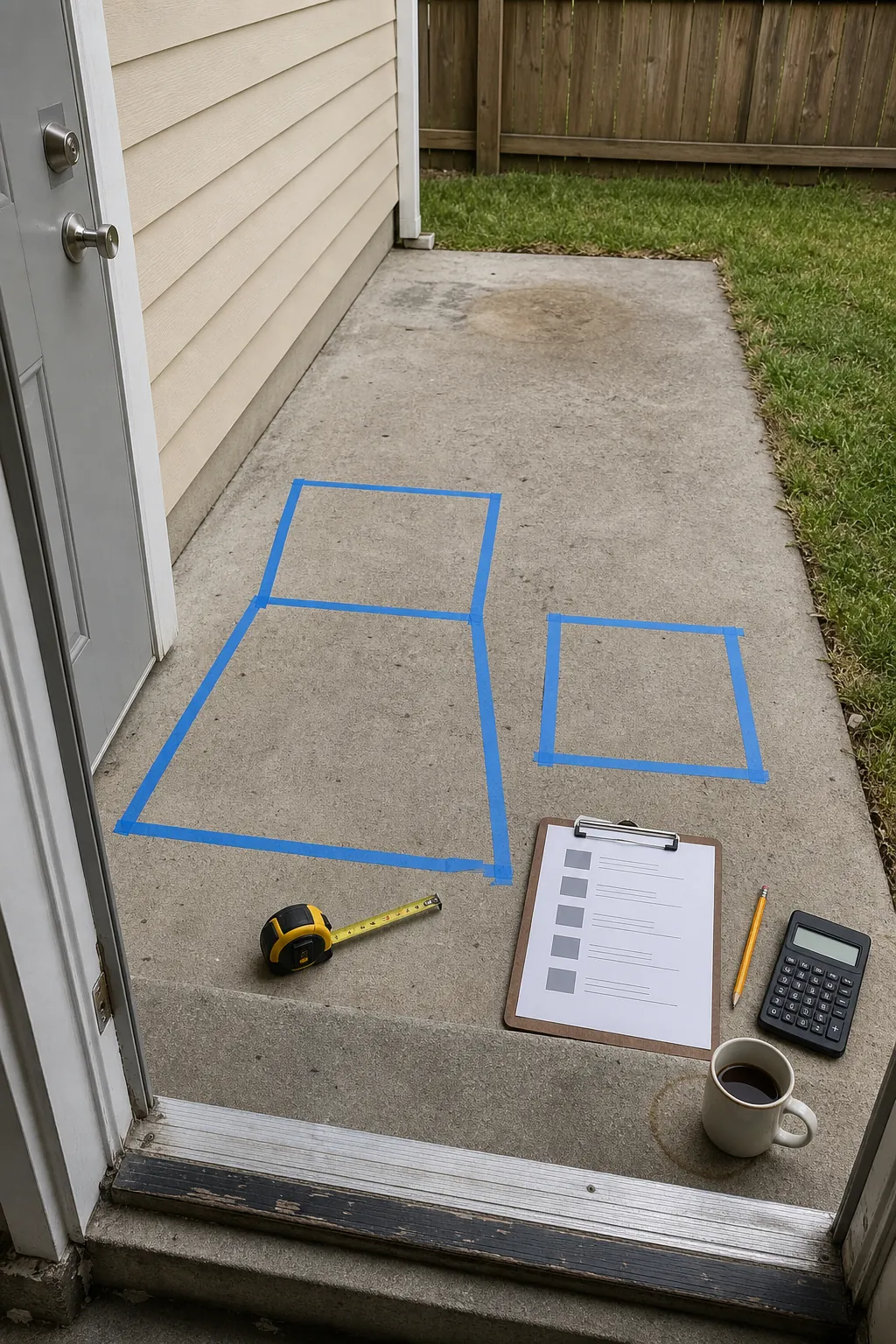 Small patio measured and planned around one affordable daily use