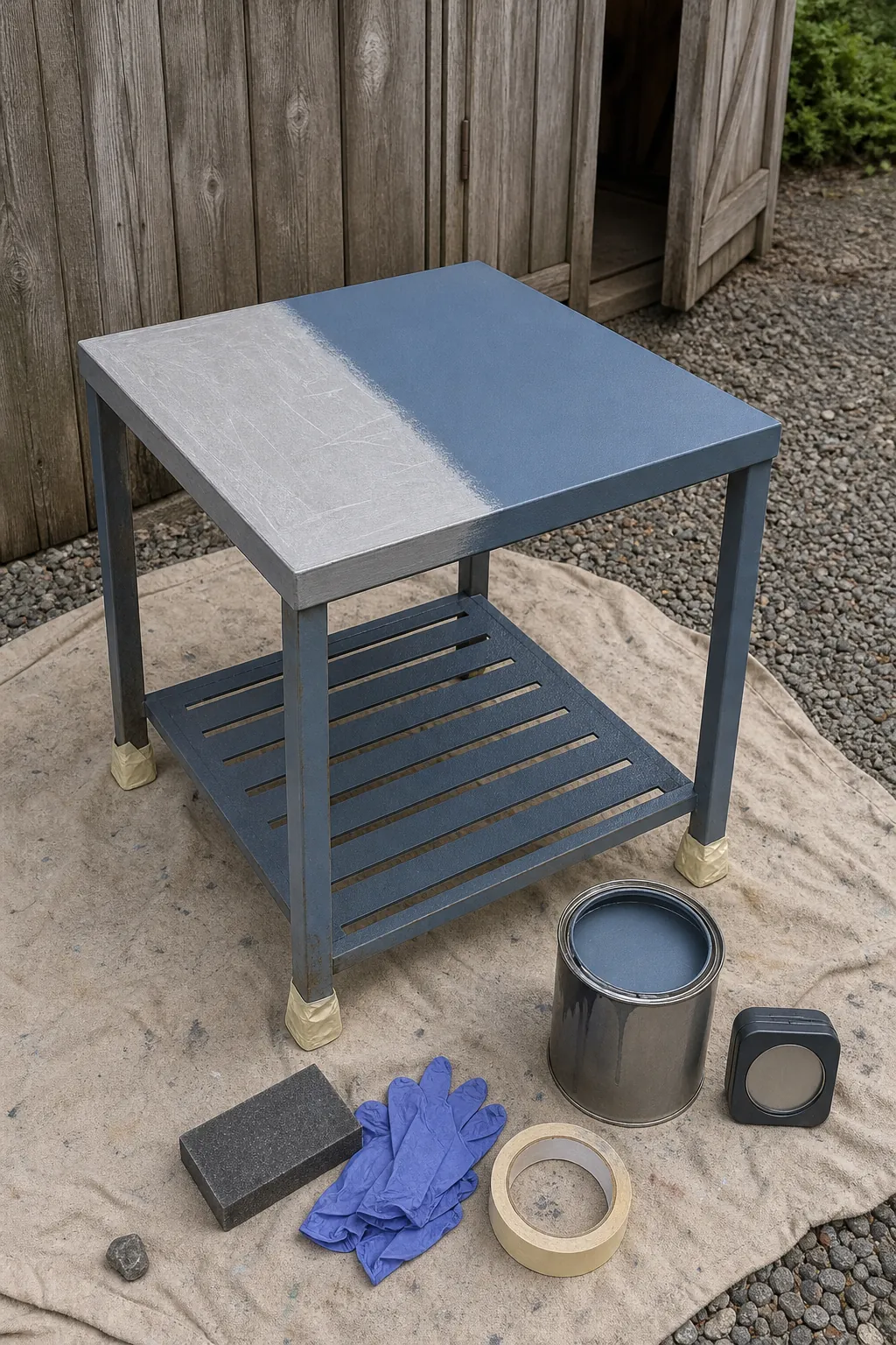 Budget patio table refreshed with matte exterior paint