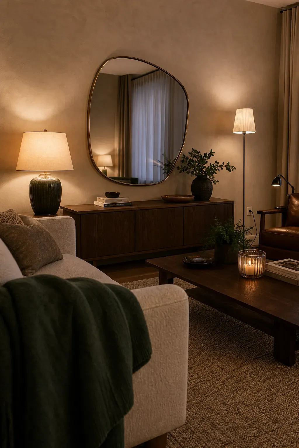 Test the Reflection From Every Seat with lamps and mirrors in one room