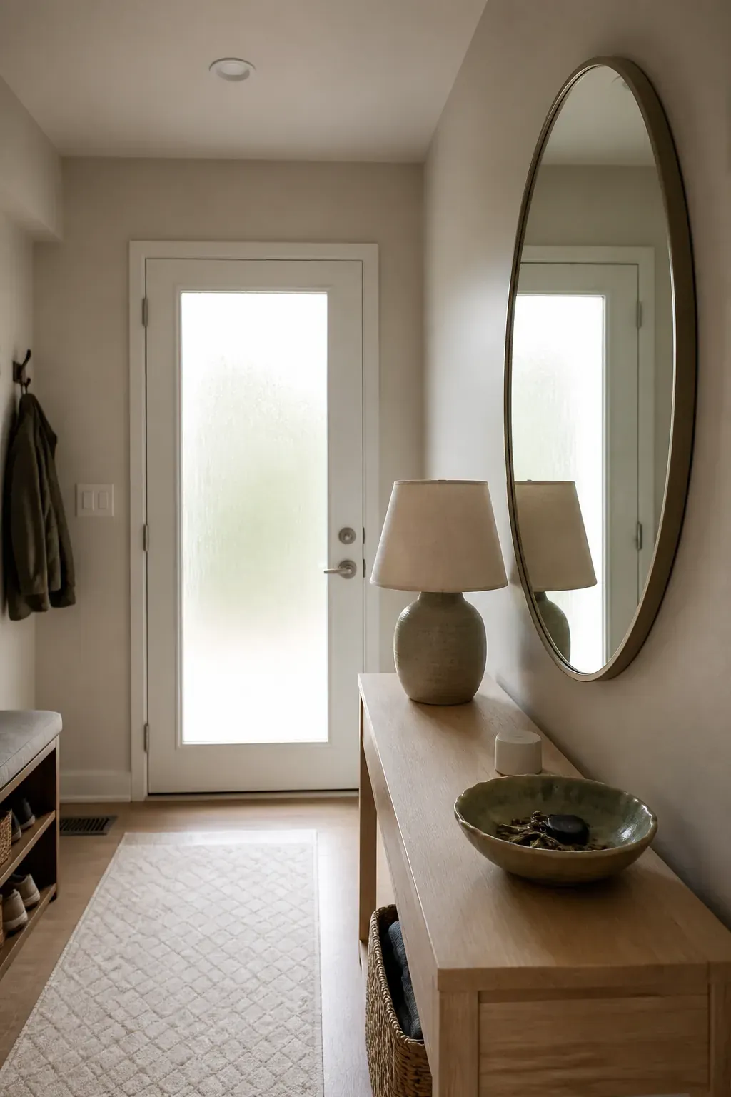 Door Glass and a Mirror for Daylight in an entryway with mirror reflections