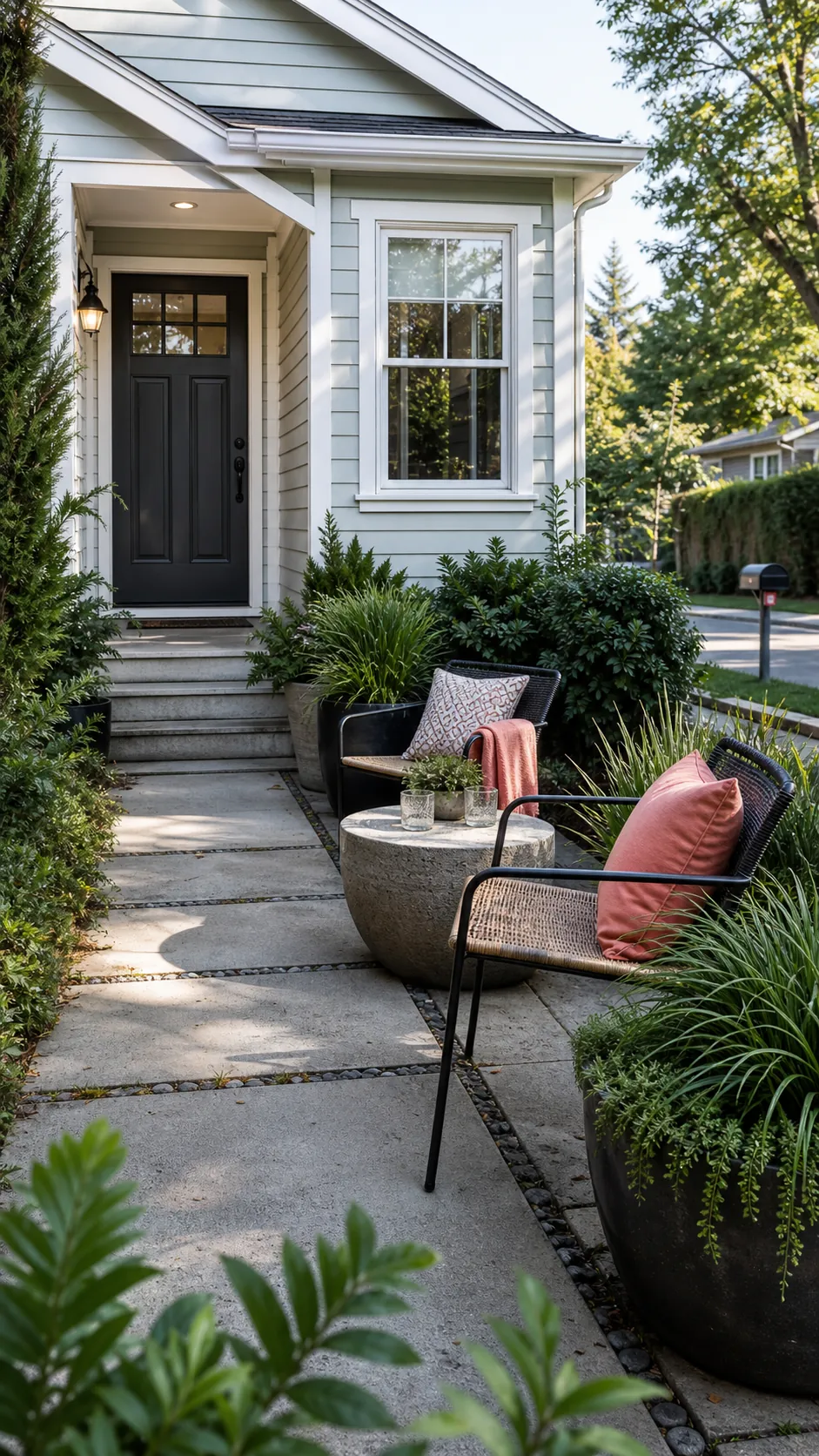 Welcoming small patio ideas at the front of a house