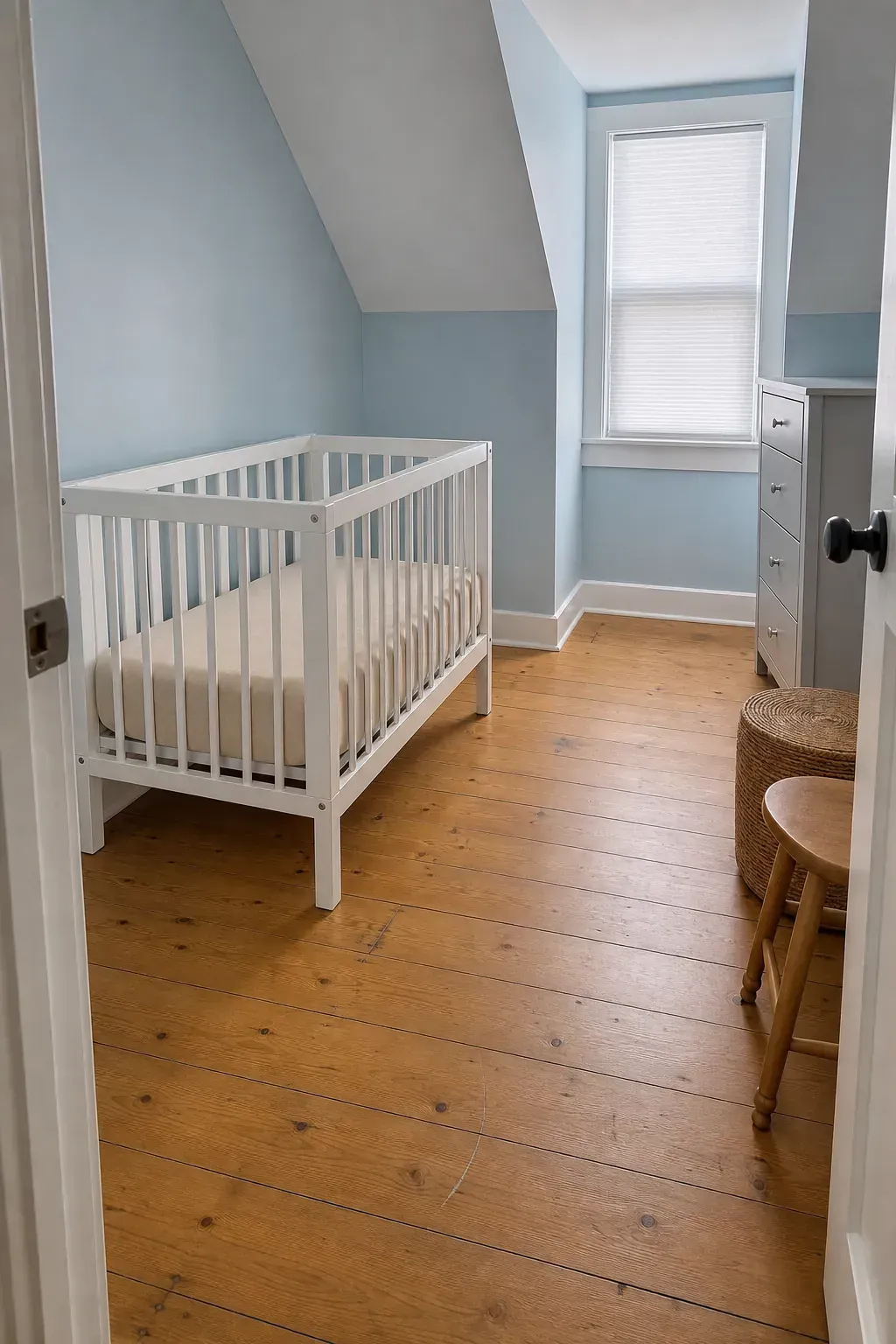 Safety-approved mini crib in a small nursery room