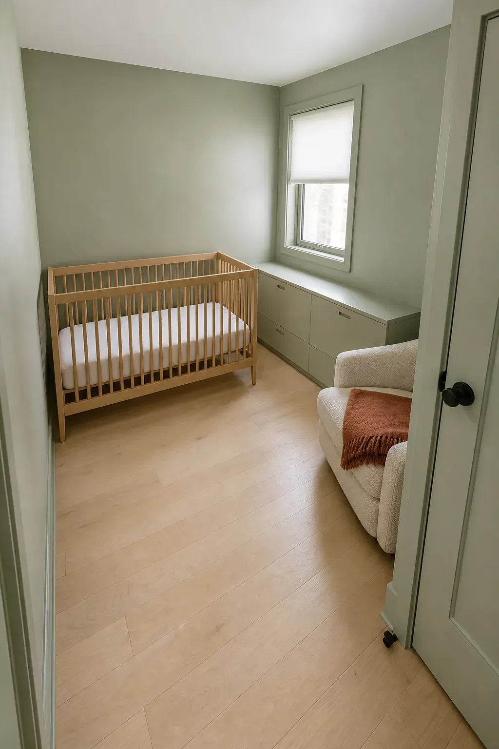 Micro nursery using one continuous pale color palette