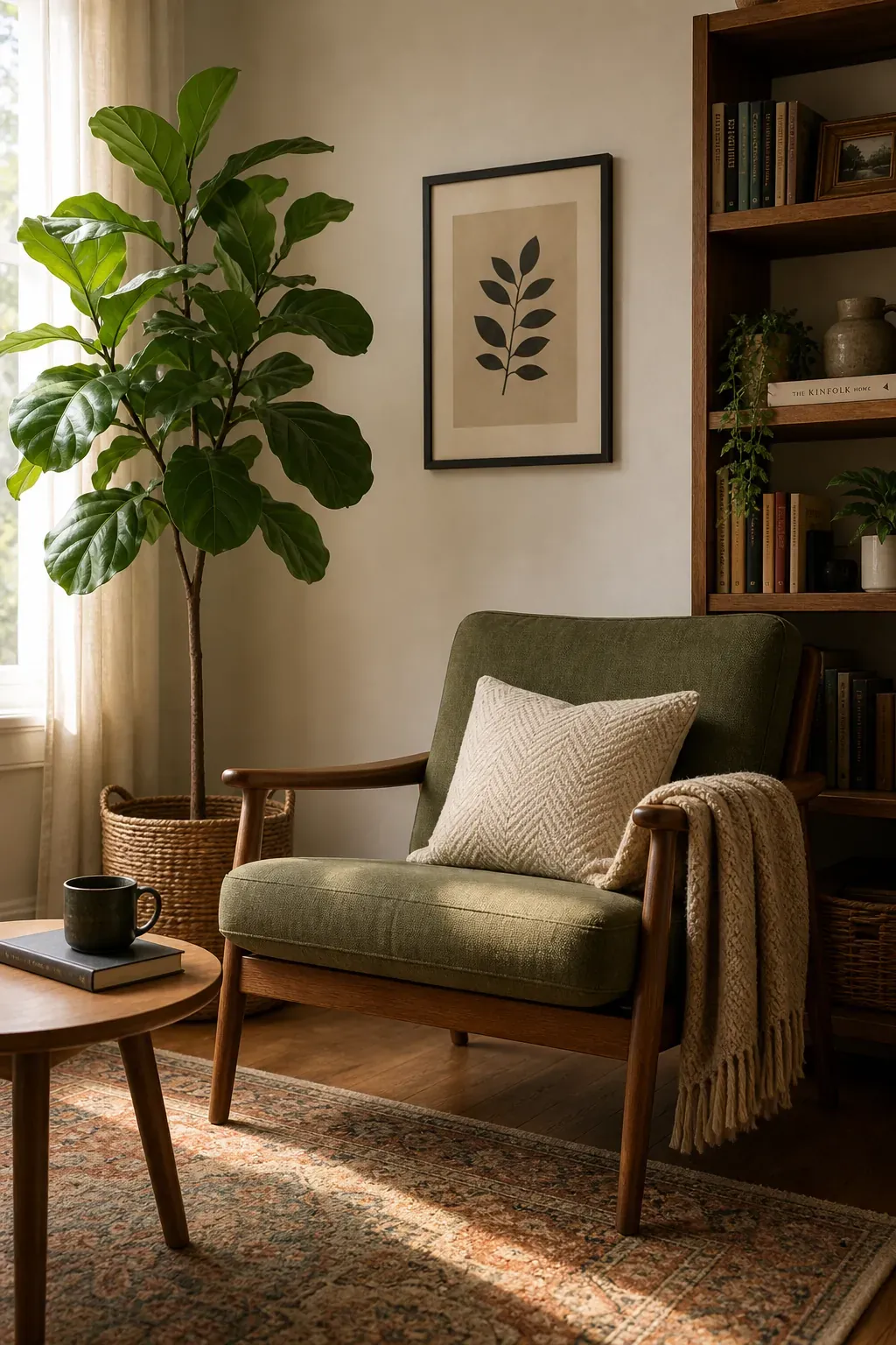 Relaxed botanical bedroom with leopard print and leafy plants