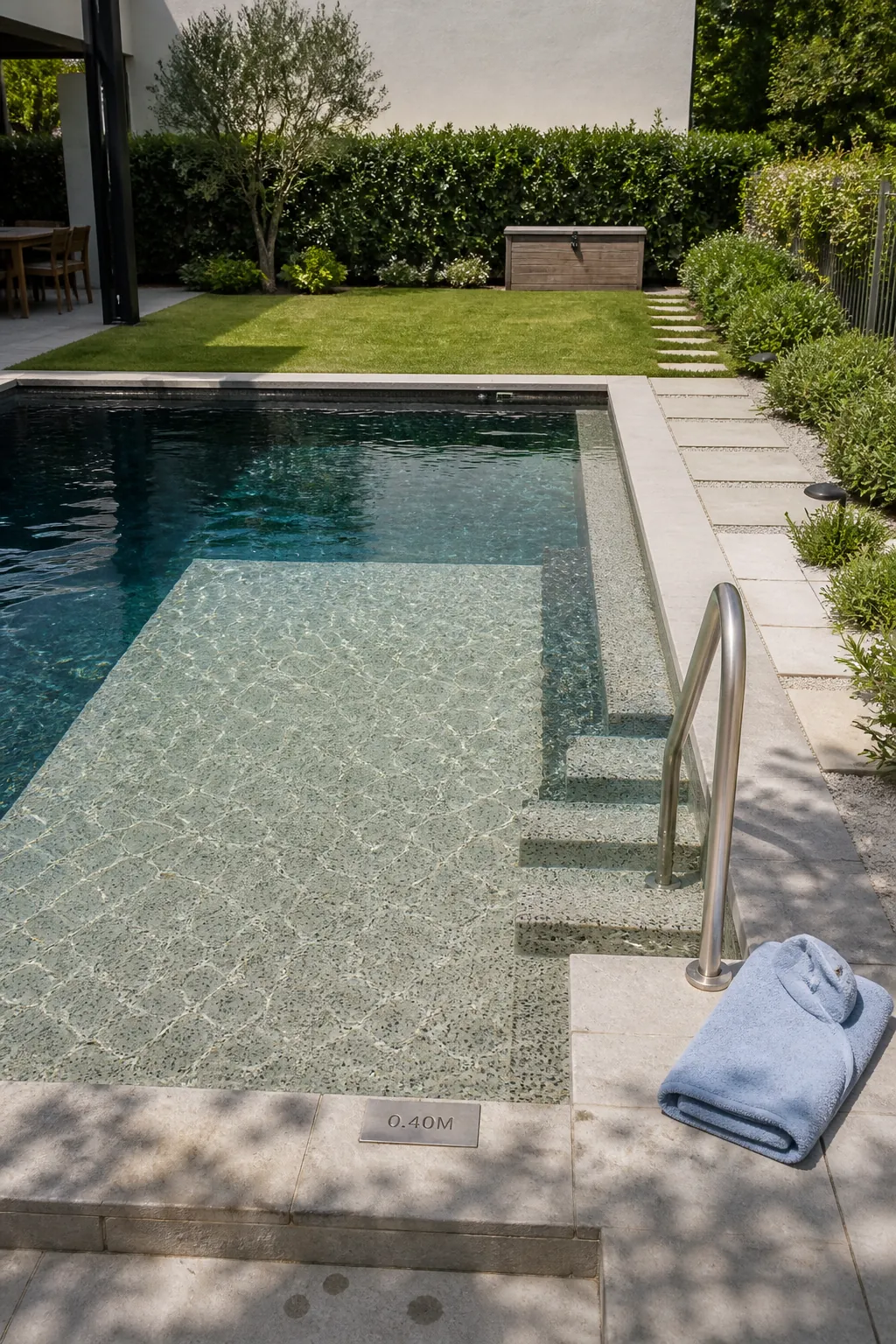 Family-friendly natural pool with a broad shallow entry shelf