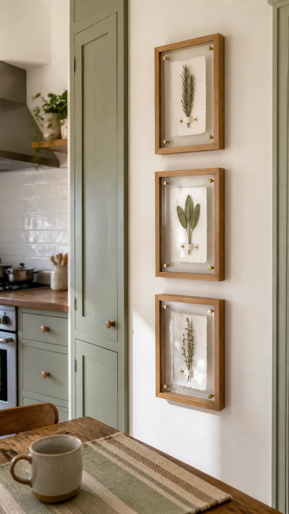 Pressed Herb Specimen Frames as creative DIY kitchen wall decor