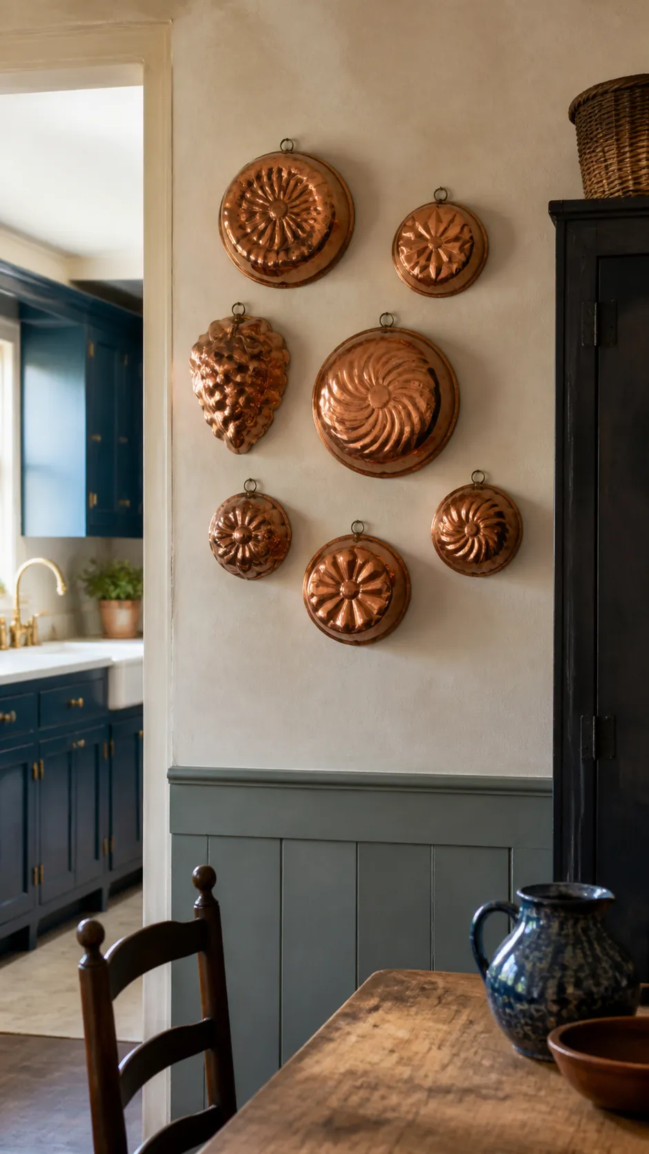 Copper Mold Wall Cluster as creative DIY kitchen wall decor