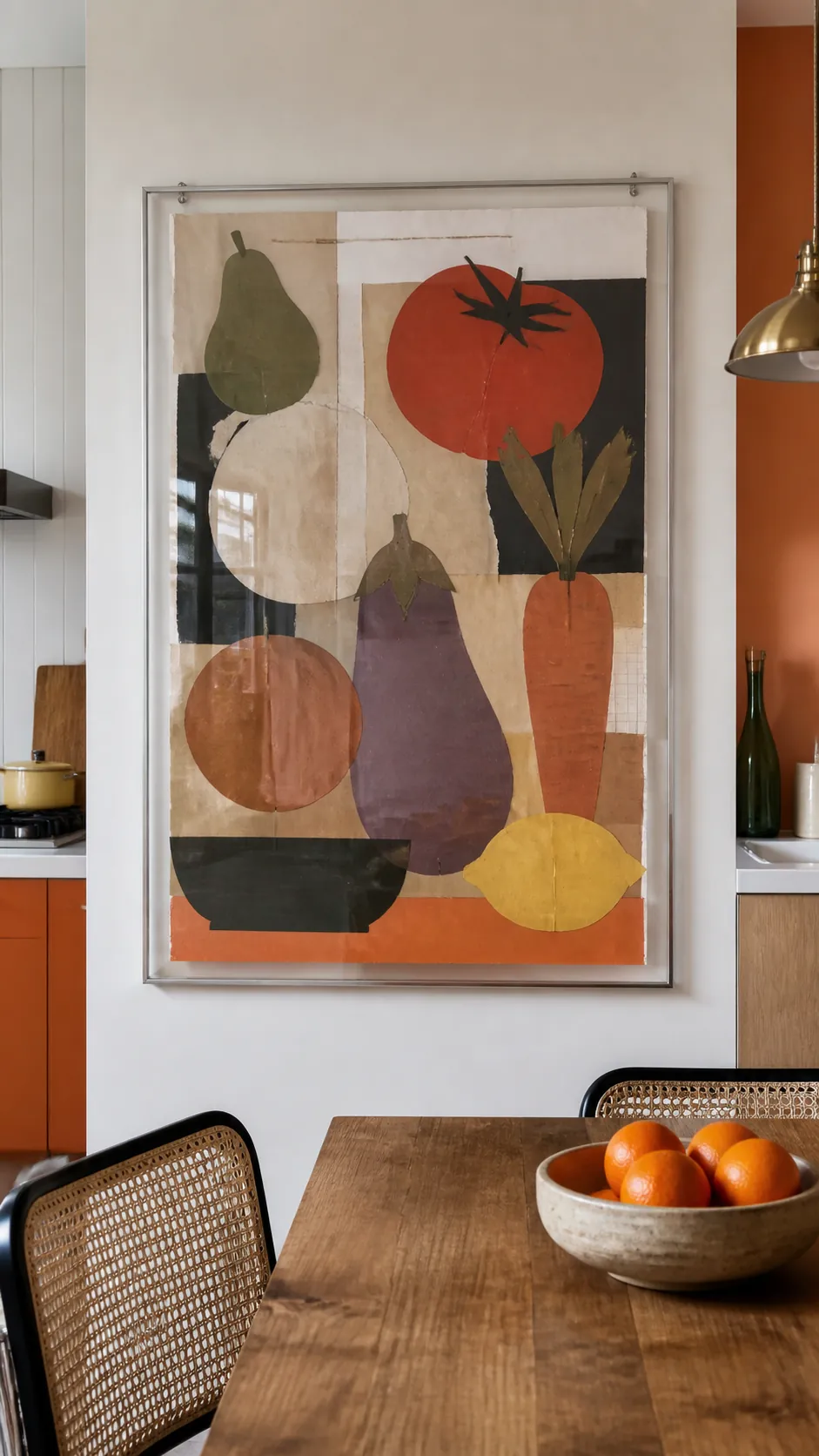 Magazine Collage Under Glass as creative DIY kitchen wall decor