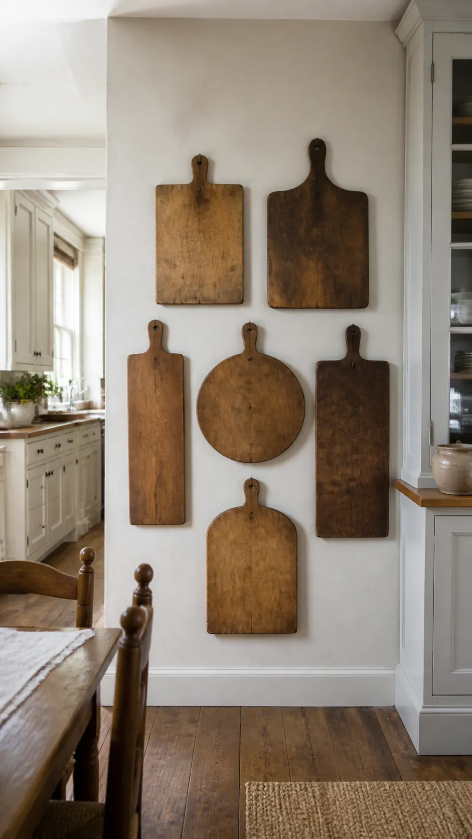 Antique Breadboard Collection in a realistic farmhouse kitchen