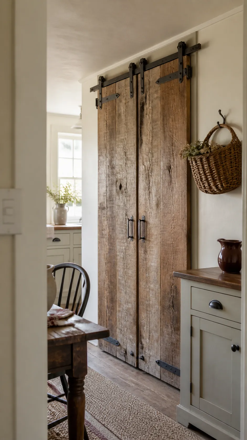 Farmhouse Pantry Doors in a realistic farmhouse kitchen