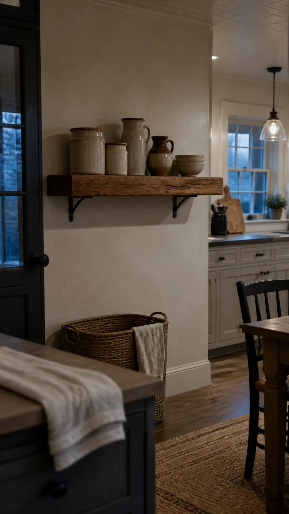 Stoneware Display Shelf in a realistic farmhouse kitchen