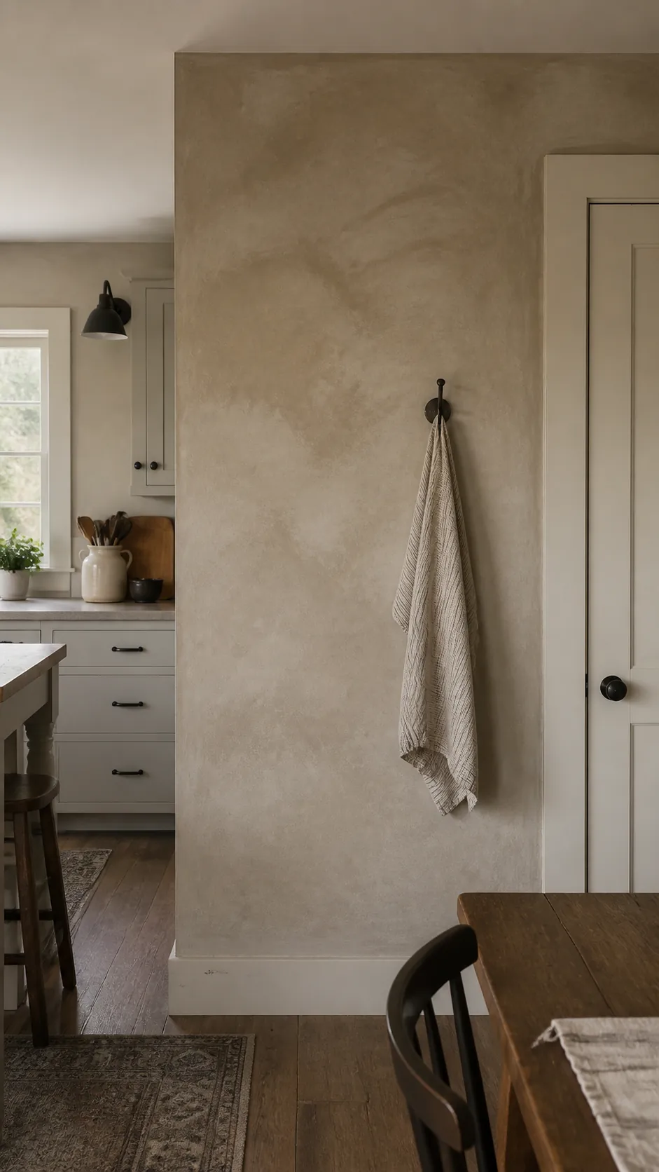 Limewash Accent Wall in a realistic farmhouse kitchen