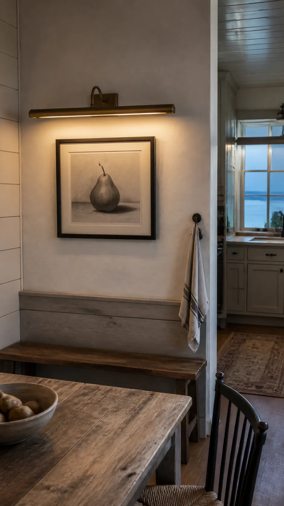 Barn-Style Picture Light in a realistic farmhouse kitchen