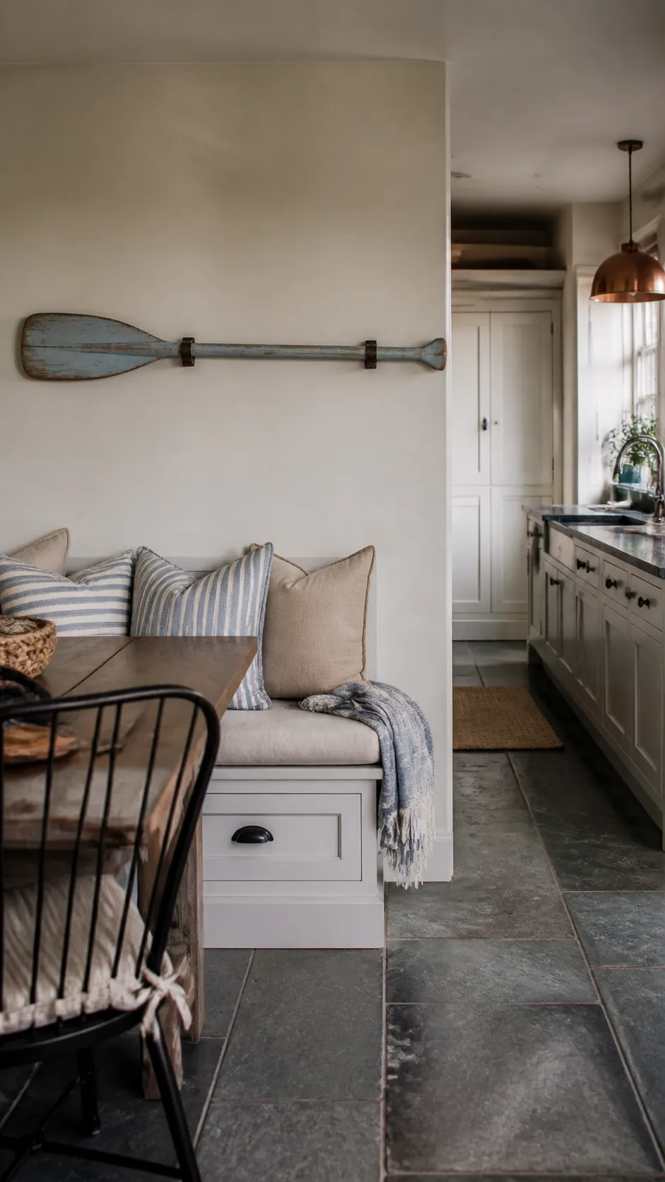Coastal Farmhouse Oar in a realistic farmhouse kitchen