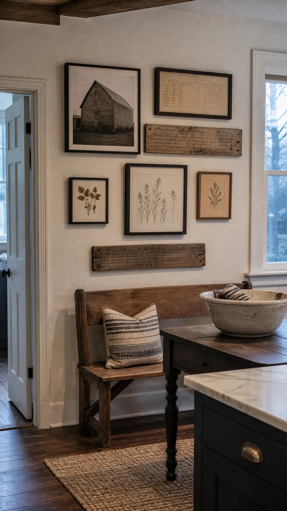 Farmhouse Gallery Wall in a realistic farmhouse kitchen